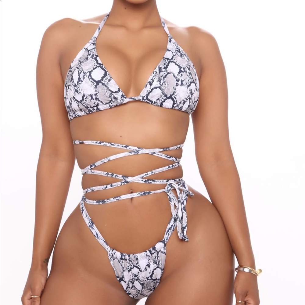 Bikini bathing suit gray white and black